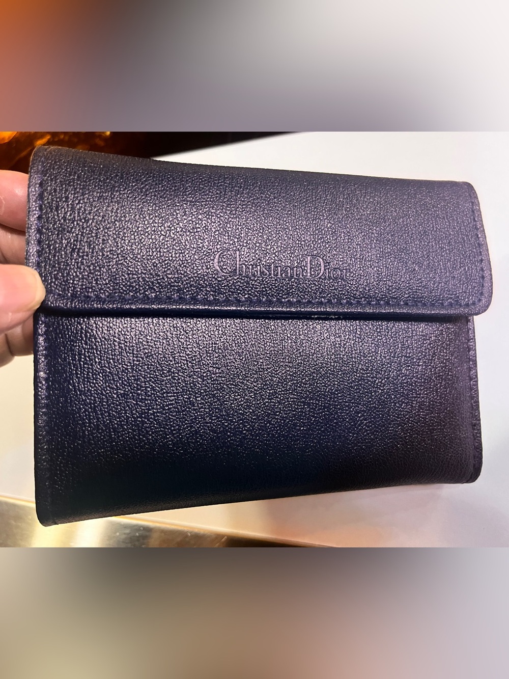 Christian Dior Navy Blue Leather Agenda Planner CD address book Dior Organizer